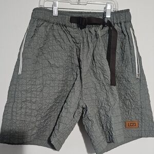 LC23 Majocchi Quilted Nylon Shorts Light Grey Made In Italy Mens Size Medium NWT